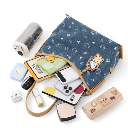 Cute Cookie Print Denim Shoulder & Crossbody Bag C-333