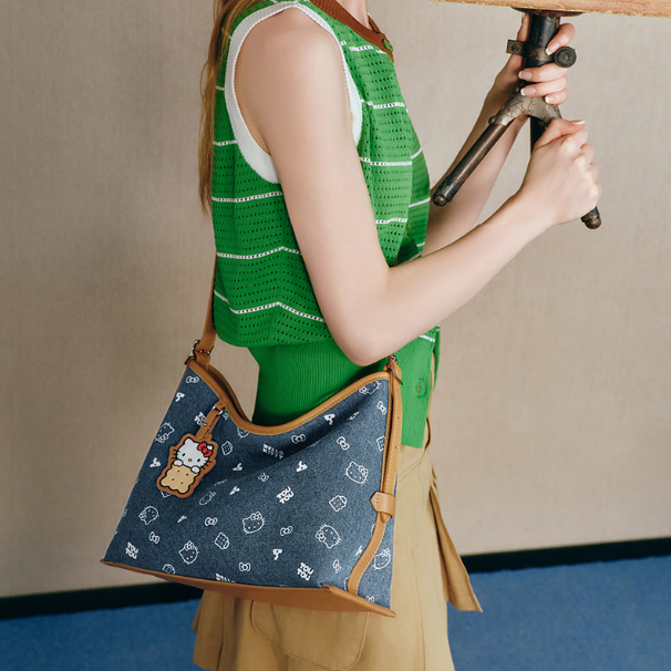 Cute Cookie Print Denim Shoulder & Crossbody Bag C-333