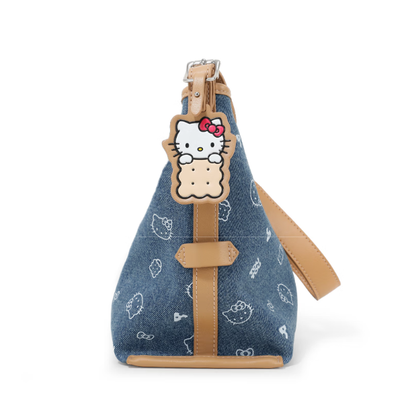 Cute Cookie Print Denim Shoulder & Crossbody Bag C-333