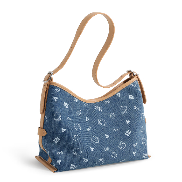 Cute Cookie Print Denim Shoulder & Crossbody Bag C-333