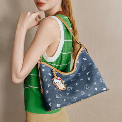 Cute Cookie Print Denim Shoulder & Crossbody Bag C-333