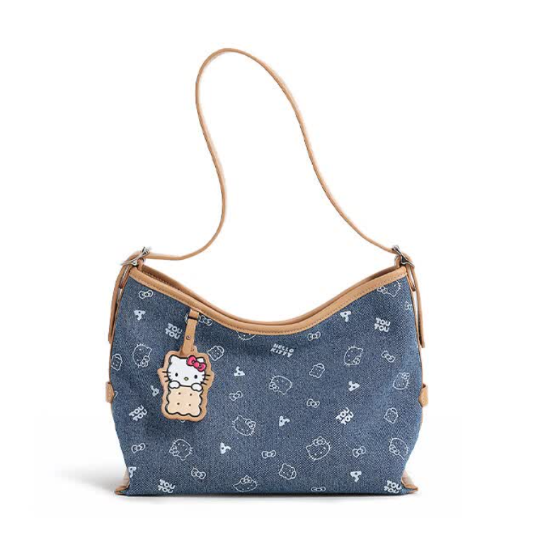Cute Cookie Print Denim Shoulder & Crossbody Bag C-333