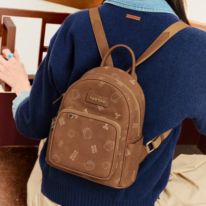 Soft PU Leather Multi-Pocket Backpack C-338