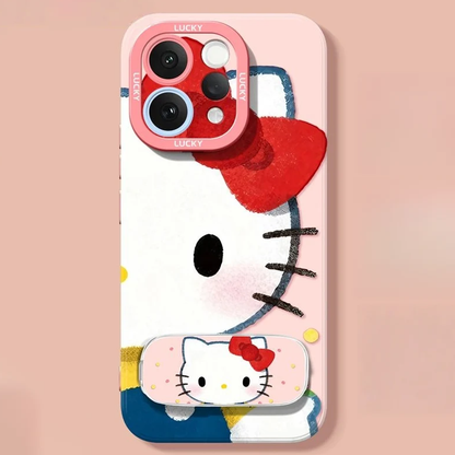 iPhone Case with Built-In Mirror, Hidden Stand & Charm Strap C-80056