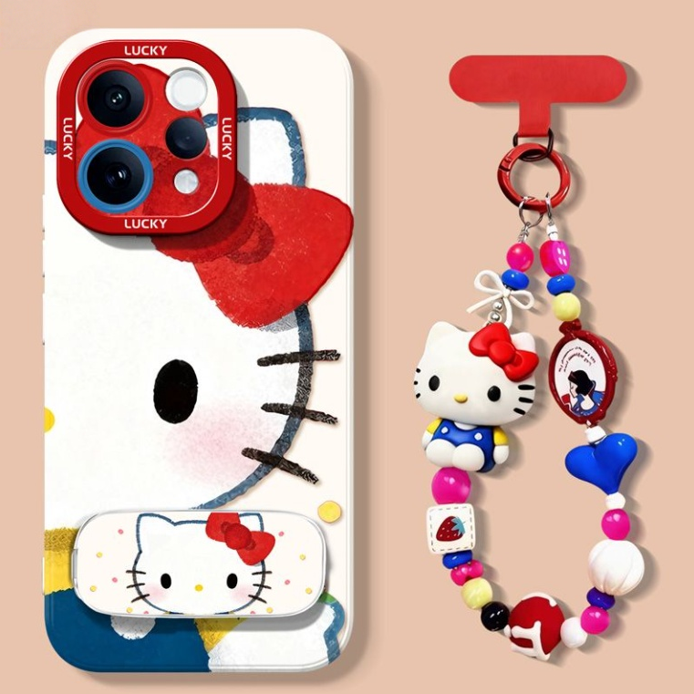 iPhone Case with Built-In Mirror, Hidden Stand & Charm Strap C-80056