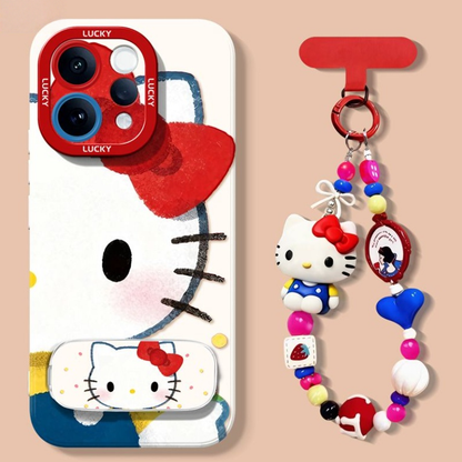 iPhone Case with Built-In Mirror, Hidden Stand & Charm Strap C-80056