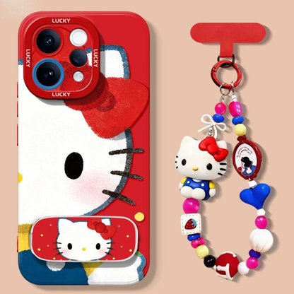iPhone Case with Built-In Mirror, Hidden Stand & Charm Strap C-80056