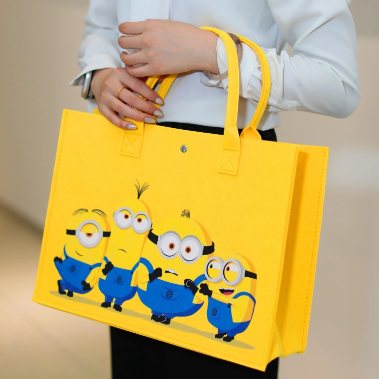 Cute Large Capacity Print Felt Tote Bag C-367