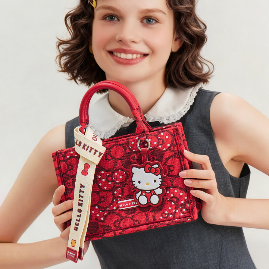 3-Way Handbag Adjustable Strap Red Shoulder Bag C-508