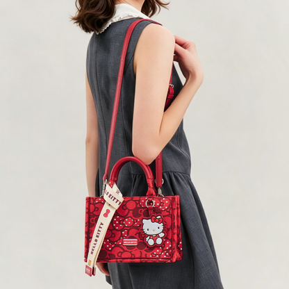3-Way Handbag Adjustable Strap Red Shoulder Bag C-508