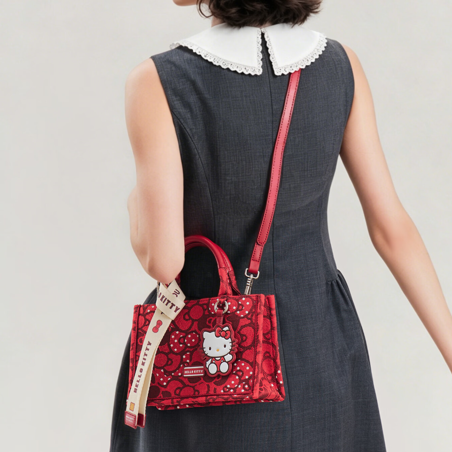 3-Way Handbag Adjustable Strap Red Shoulder Bag C-508
