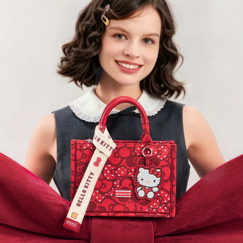 3-Way Handbag Adjustable Strap Red Shoulder Bag C-508