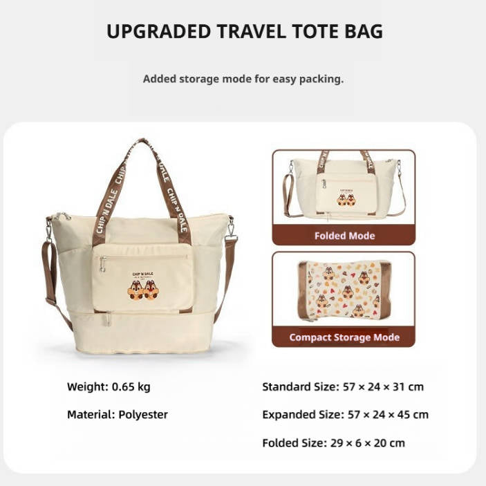 Wet/Dry Compartment Expandable Travel Tote Bag C-240