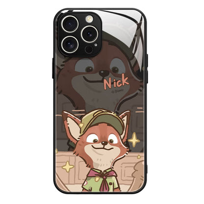 Slim Printed Glass Protective Phone Case for iPhone C-80126