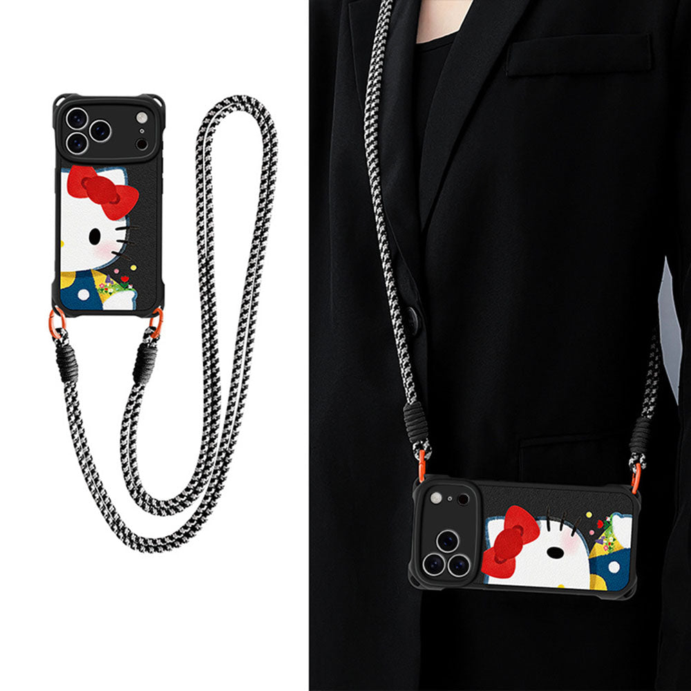 Leather-Look Soft iPhone Case with Detachable Strap C-80168
