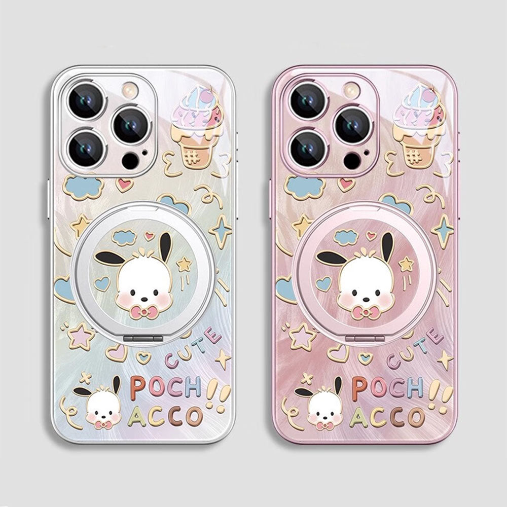 iPhone Compatible Cute Pattern Phone Case with Ring Stand C-80139