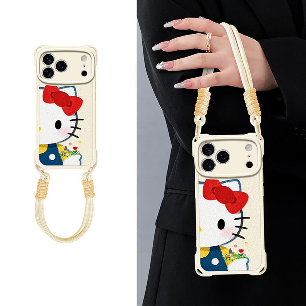 Leather-Look Soft iPhone Case with Detachable Strap C-80168