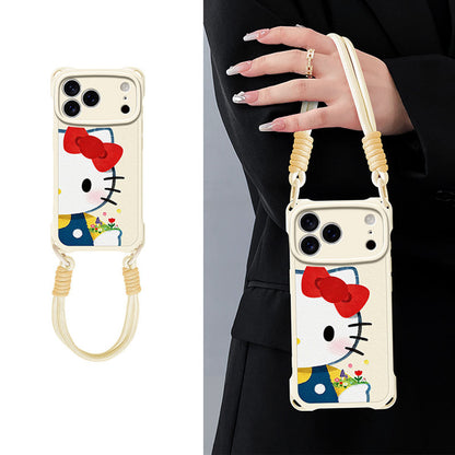 Leather-Look Soft iPhone Case with Detachable Strap C-80168