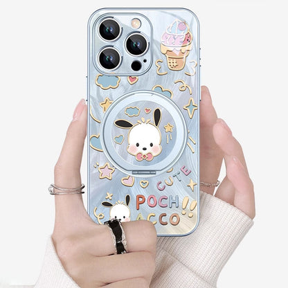 iPhone Compatible Cute Pattern Phone Case with Ring Stand C-80139