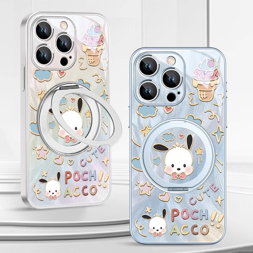 iPhone Compatible Cute Pattern Phone Case with Ring Stand C-80139