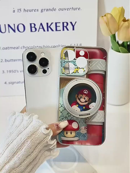 Cartoon Shock-Resistant iPhone Case with 360° Magnetic Ring Stand C-80041
