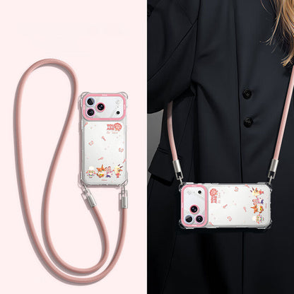 Shockproof & Stain-Resistant Phone Case with Strap for iPhone C-80183