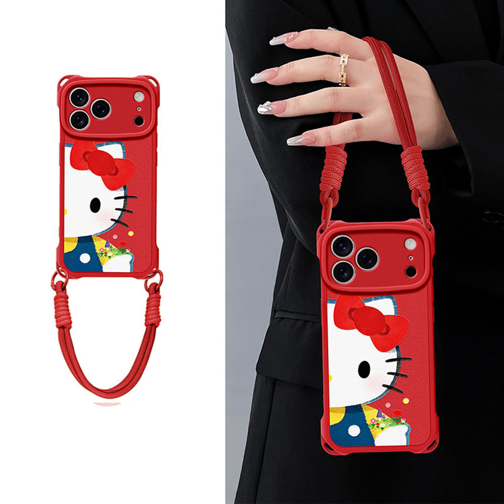 Leather-Look Soft iPhone Case with Detachable Strap C-80168