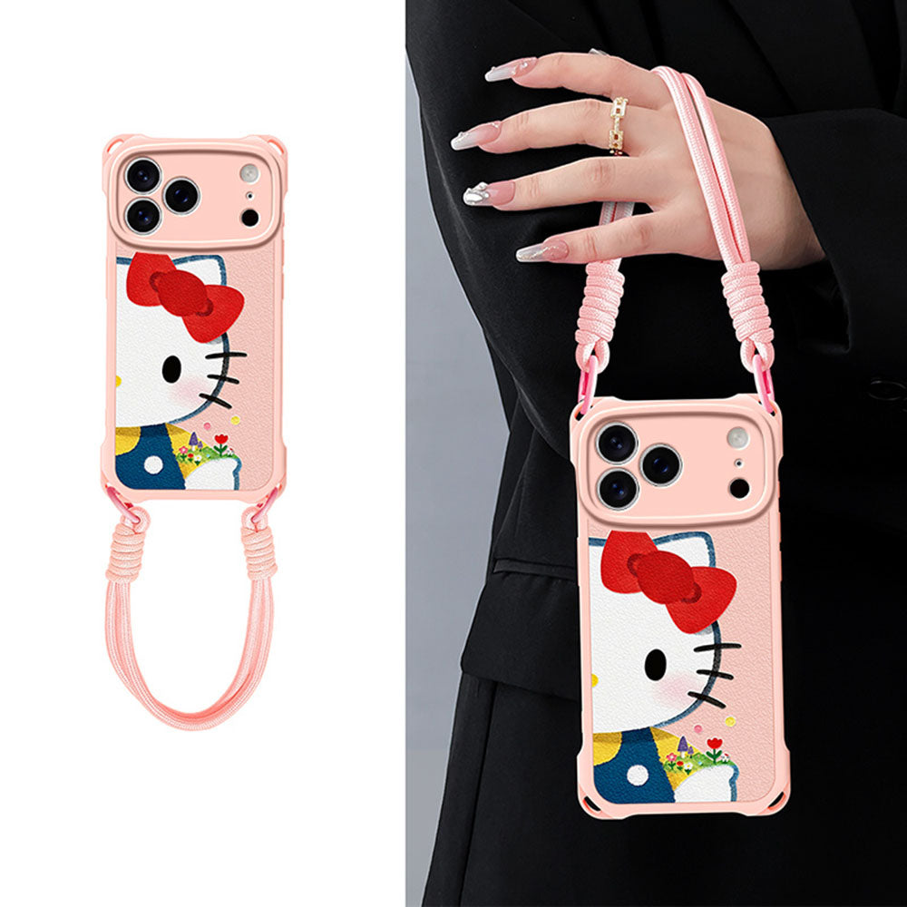 Leather-Look Soft iPhone Case with Detachable Strap C-80168