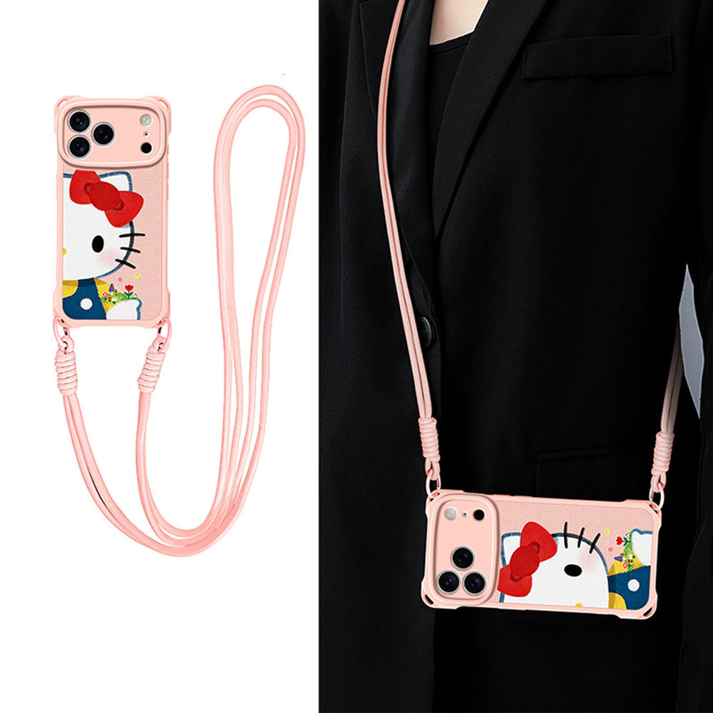 Leather-Look Soft iPhone Case with Detachable Strap C-80168
