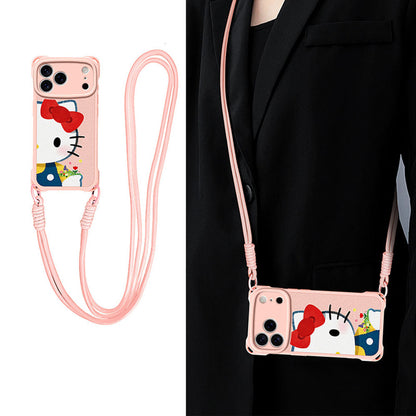 Leather-Look Soft iPhone Case with Detachable Strap C-80168