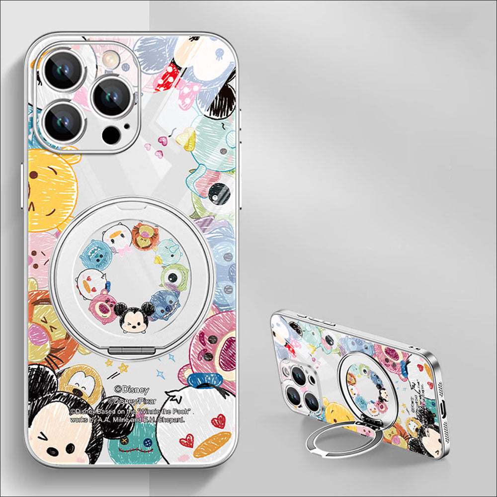 Shock-Absorbing Phone Case with 360° Rotating Stand for iPhone C-80132