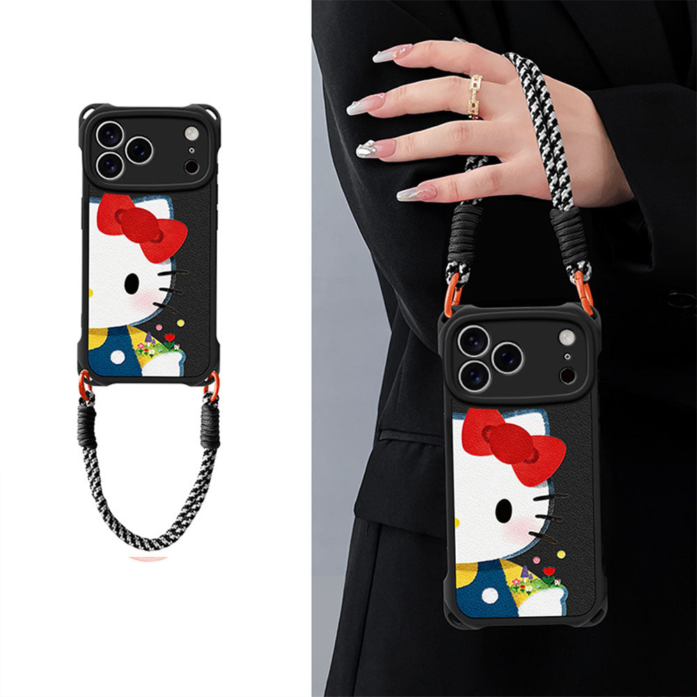 Leather-Look Soft iPhone Case with Detachable Strap C-80168