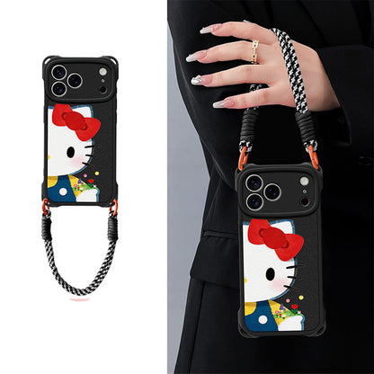 Leather-Look Soft iPhone Case with Detachable Strap C-80168