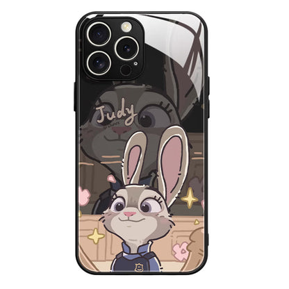 Slim Printed Glass Protective Phone Case for iPhone C-80126
